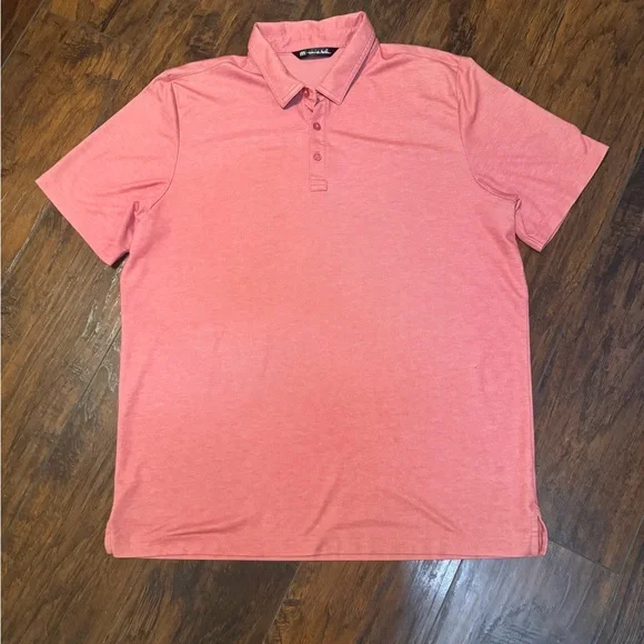 Travis Mathew Men's Size 2XL Red Heathered Short Sleeve Golf Polo Shirt Logo - Picture 1 of 11